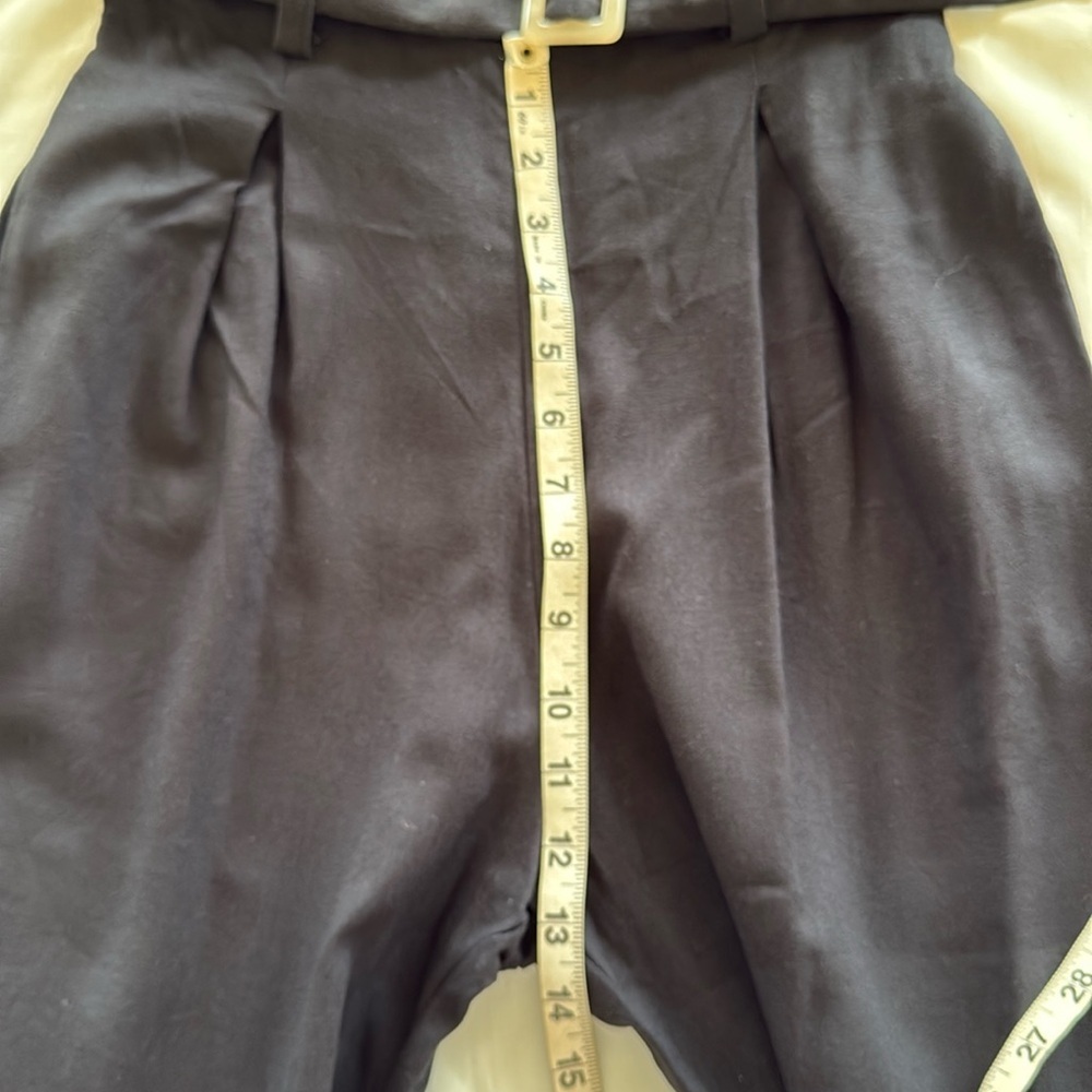 Monteau Black Strapless Jumpsuit Belted Linen Blend Wide-Leg Palazzo Style Sz M - Picture 11 of 13